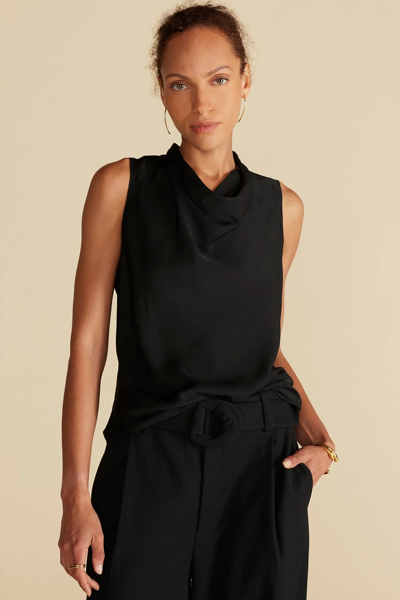 Ann Draped Tank - Black sold by Amour Vert