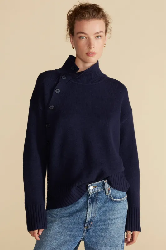 Leonie Turtleneck Sweater - Navy Blue sold by Amour Vert