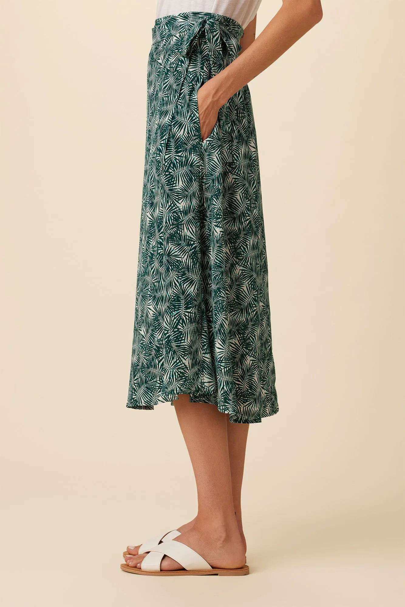 Blaze Washable Silk Wrap Skirt - Green Palm sold by Amour Vert product image thumbnail 3