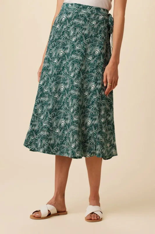 Blaze Washable Silk Wrap Skirt  - Green Palm sold by Amour Vert