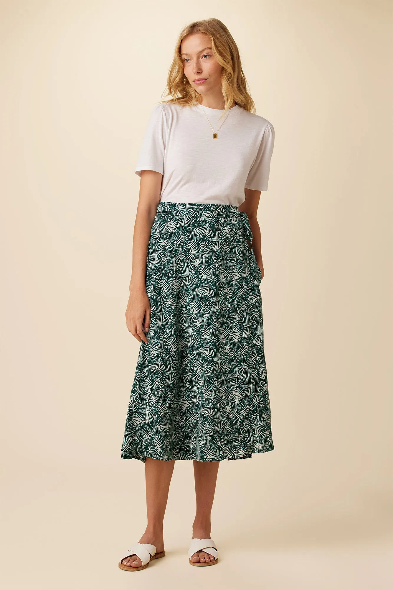 Blaze Washable Silk Wrap Skirt - Green Palm sold by Amour Vert product image thumbnail 2