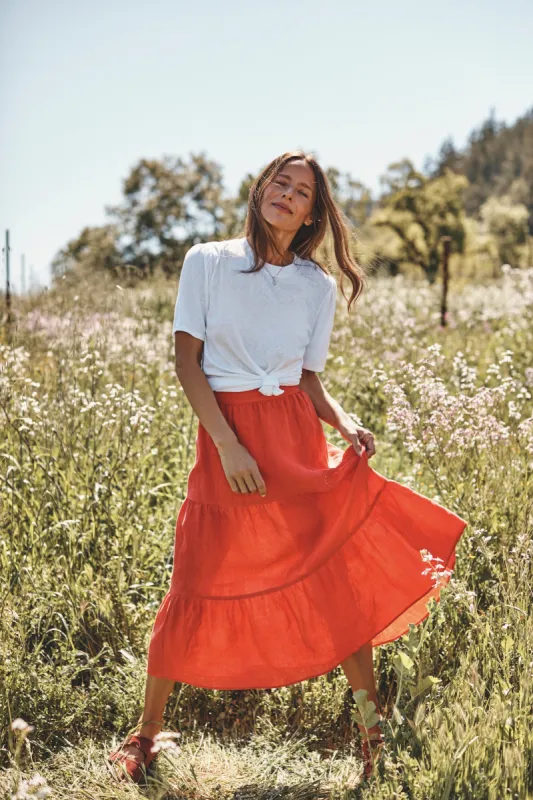 Jill Linen Skirt - Carmine sold by Amour Vert
