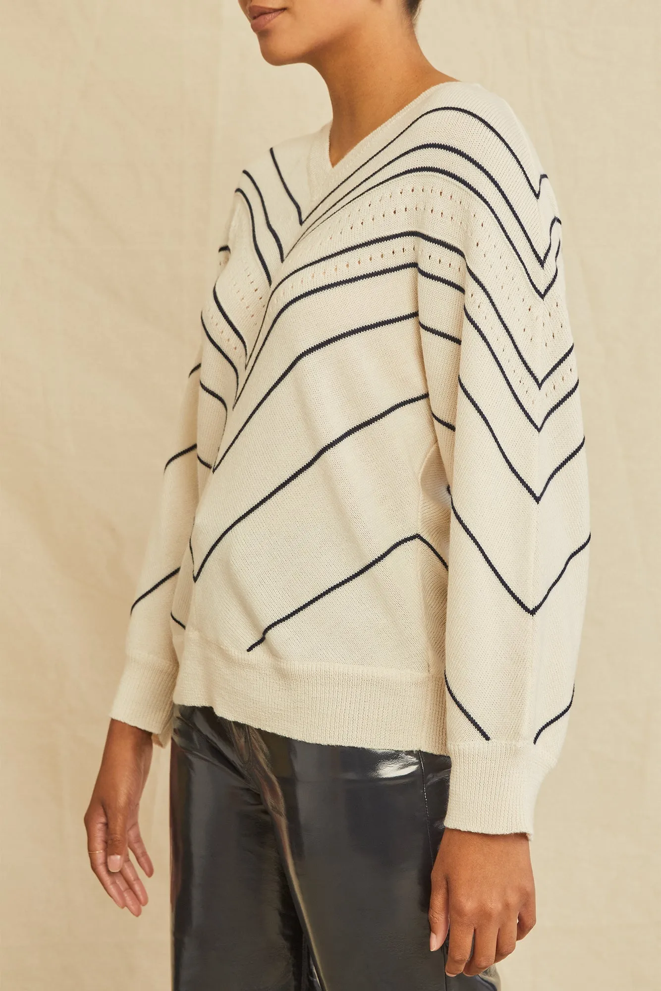 Minerva Wool Sweater - Ivory and Navy sold by Amour Vert product image thumbnail 2