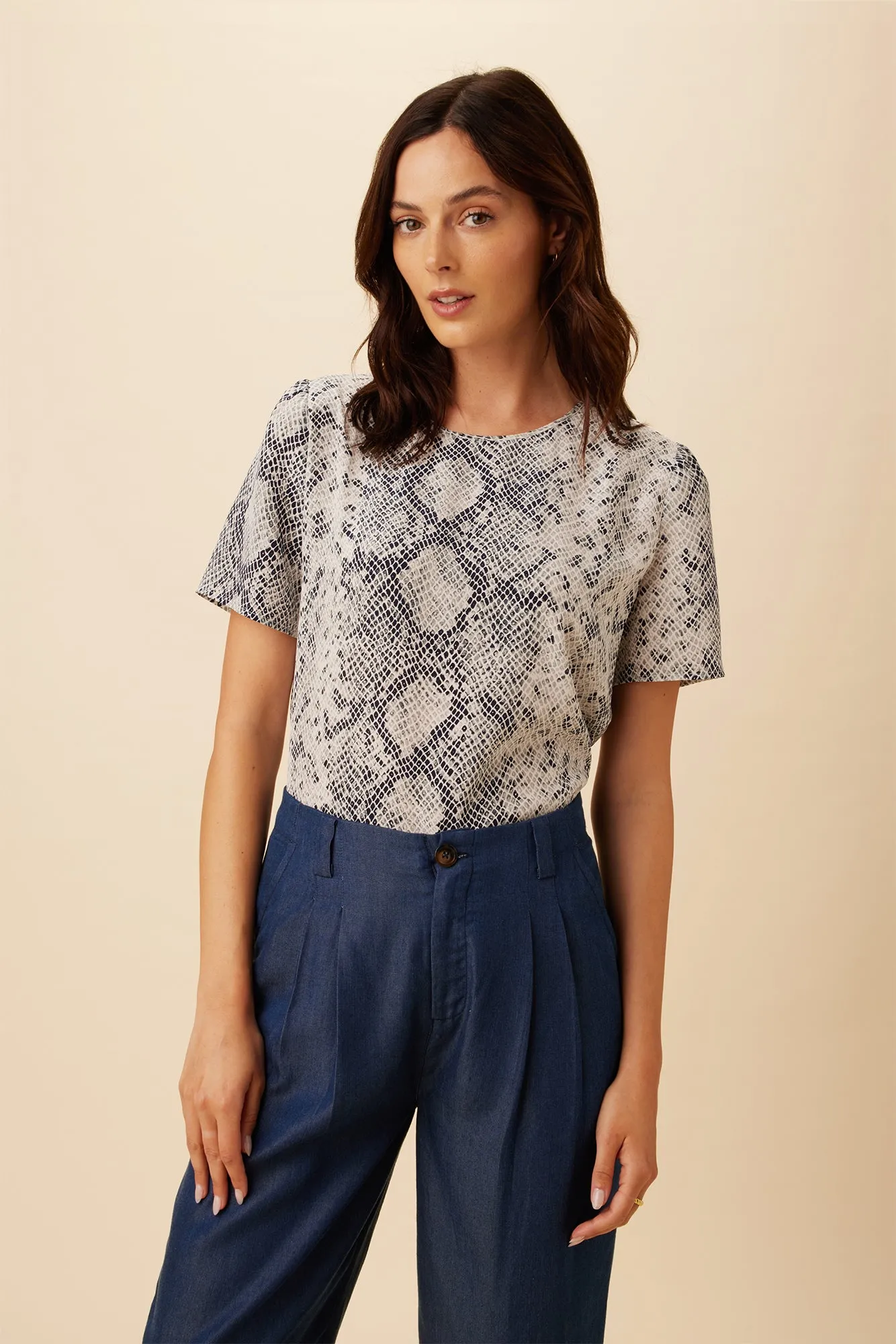 Odilia Washable Silk Blouse - Serpentine sold by Amour Vert