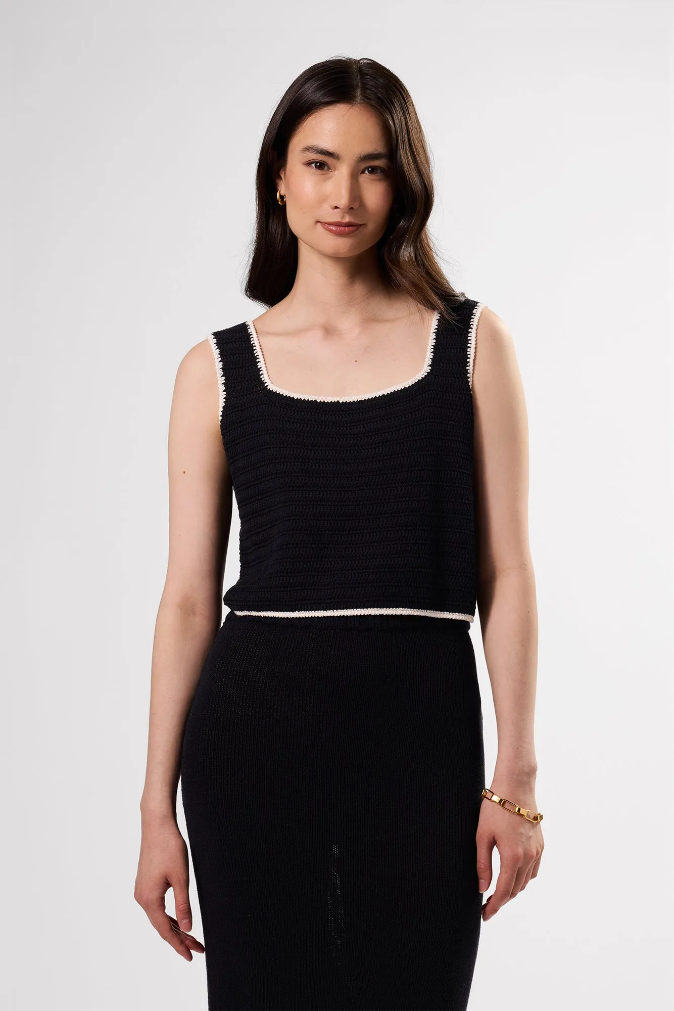 Antibes Crochet Tank - Black Ivory sold by Amour Vert