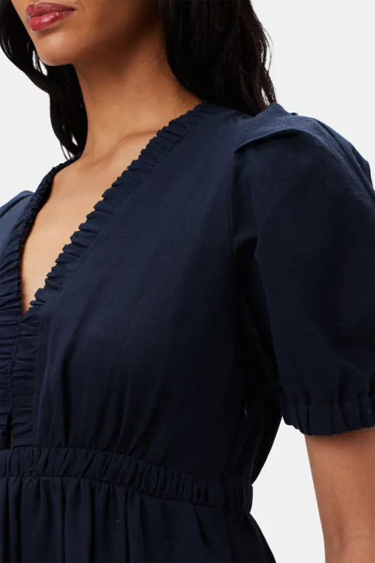 Danielle Cotton Linen Dress - Navy Blue sold by Amour Vert