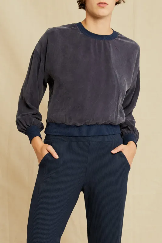 Mari Mixed Cupro Top - Ocean sold by Amour Vert