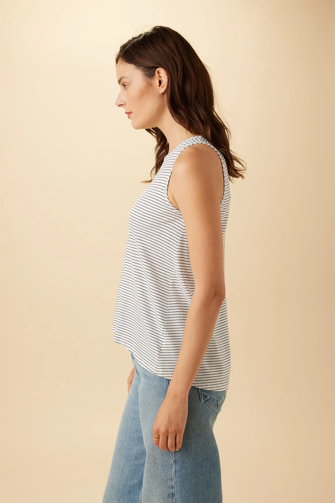 Sadie Tencel Slub Tank - Gigi White Stripe sold by Amour Vert product image thumbnail 2