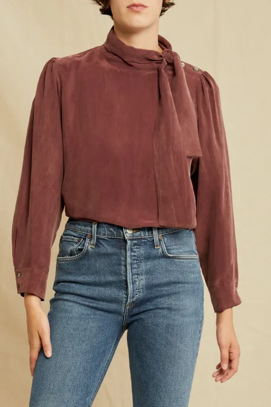 Olivet Cottonseed Cupro Blouse - Mocha - ReAmour sold by Amour Vert