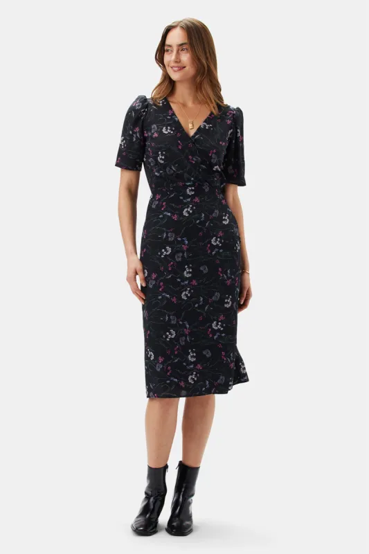 Nicolette Washable Silk Dress - Caroline Black made by Amour Vert