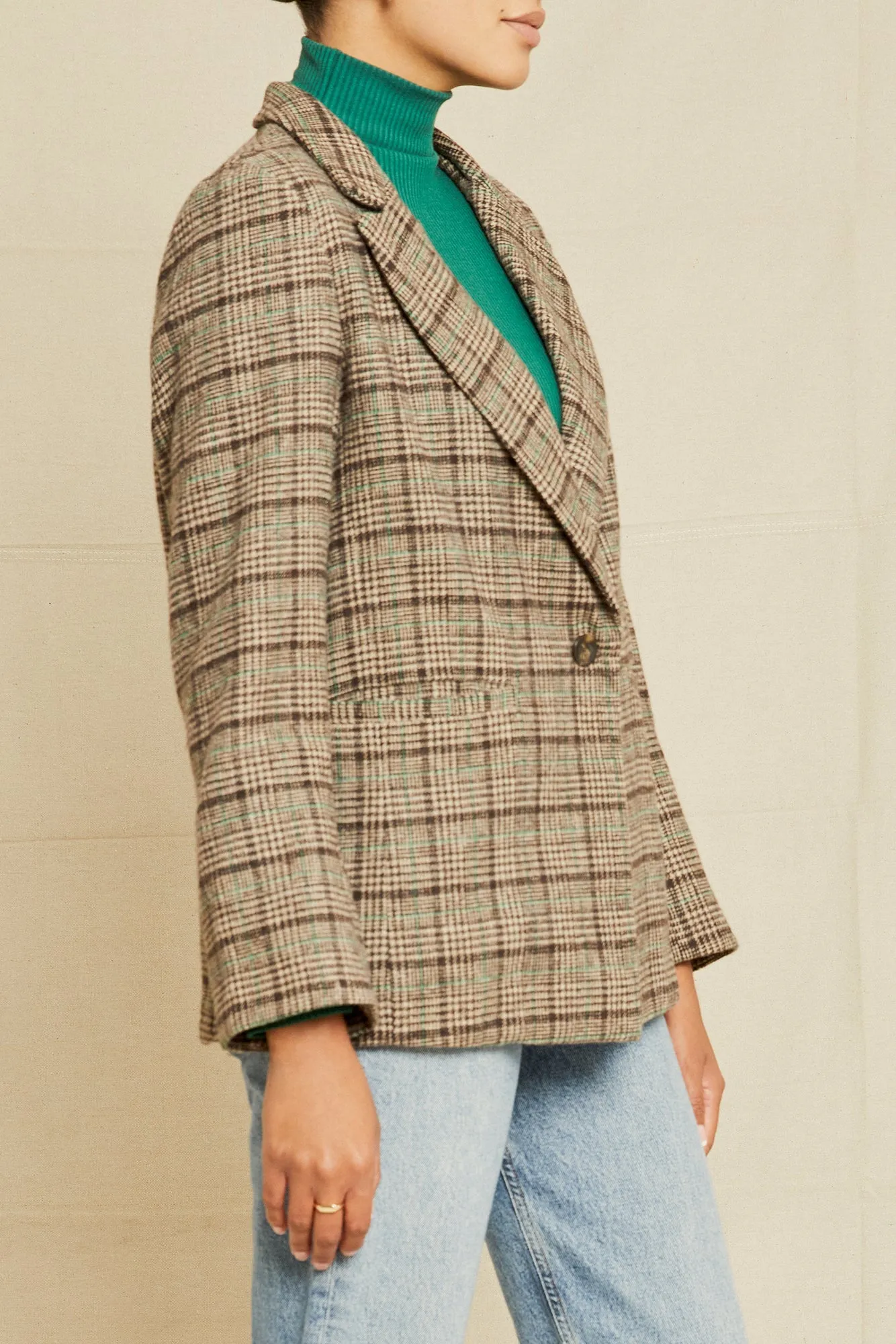 Pippa Wool Blazer - Tan and Green Plaid sold by Amour Vert product image thumbnail 2