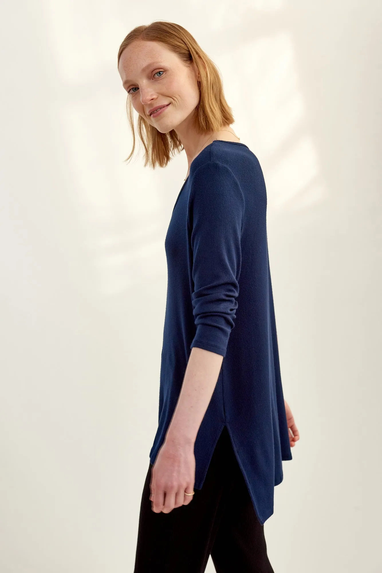 Celine 3/4 Sleeve Dream Rib Tee - Ocean sold by Amour Vert product image thumbnail 2