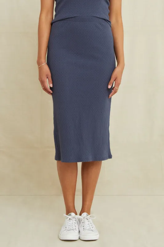 Sloane Pointelle Rib Skirt - Pacific Blue sold by Amour Vert