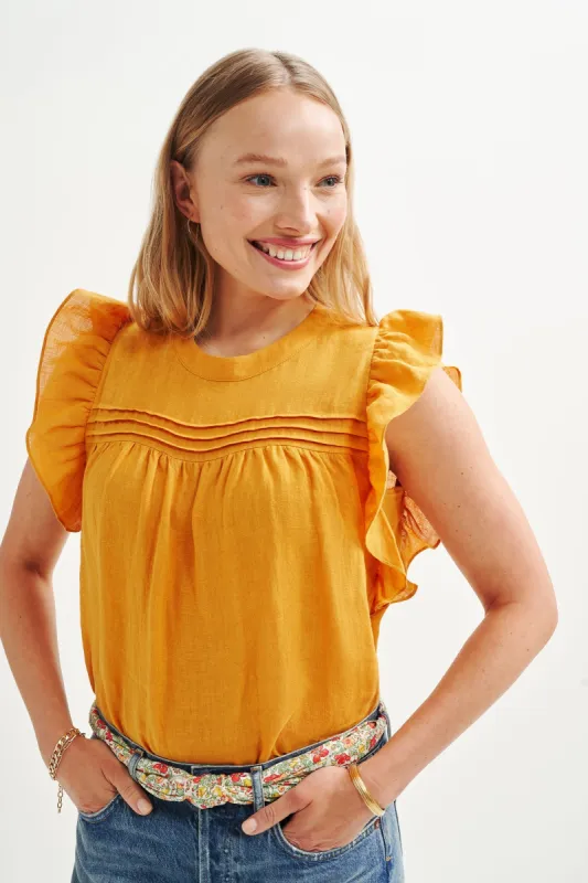 Bena Linen Top - Sunflower sold by Amour Vert