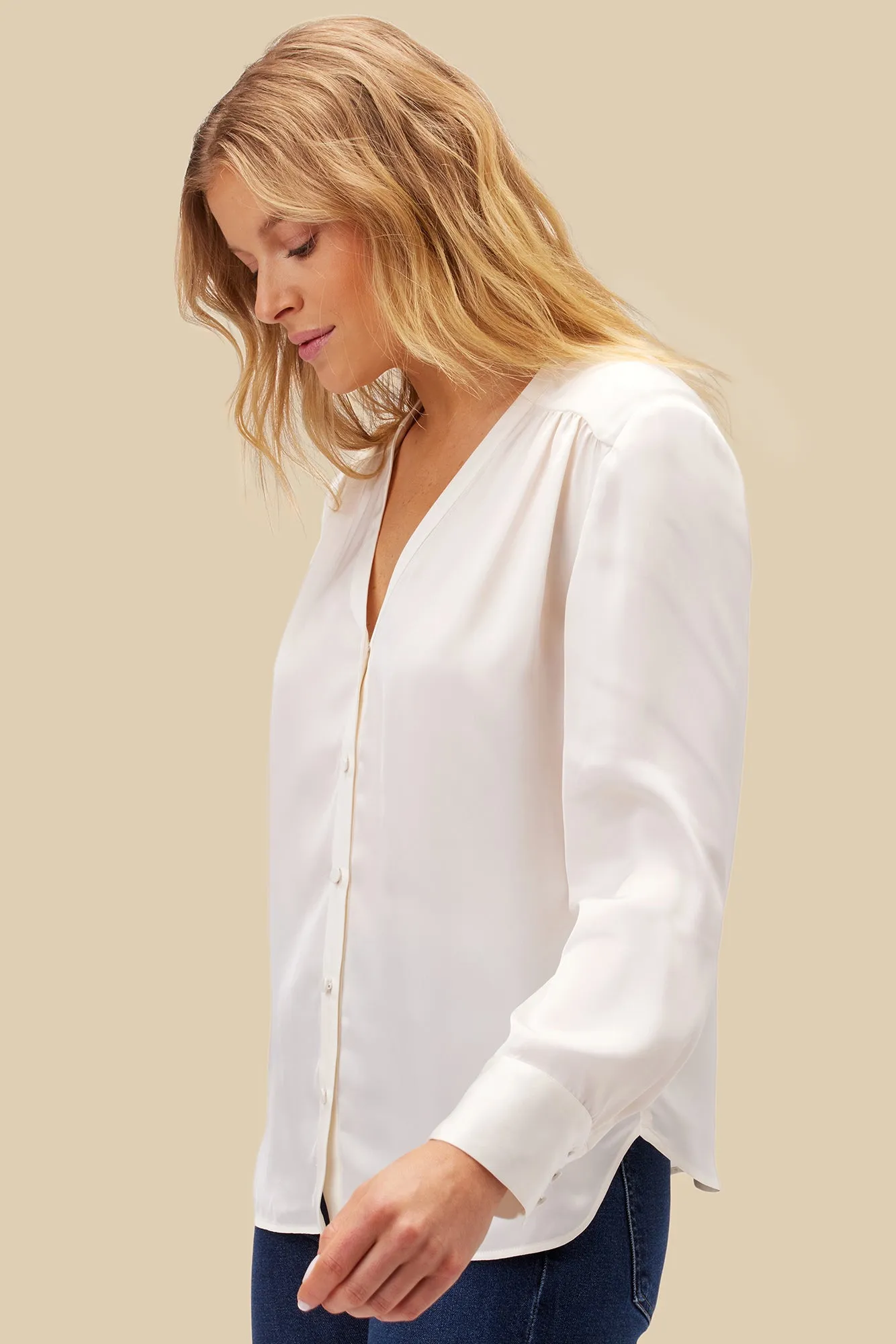 Kali Button Front Blouse - Ivory sold by Amour Vert product image thumbnail 3