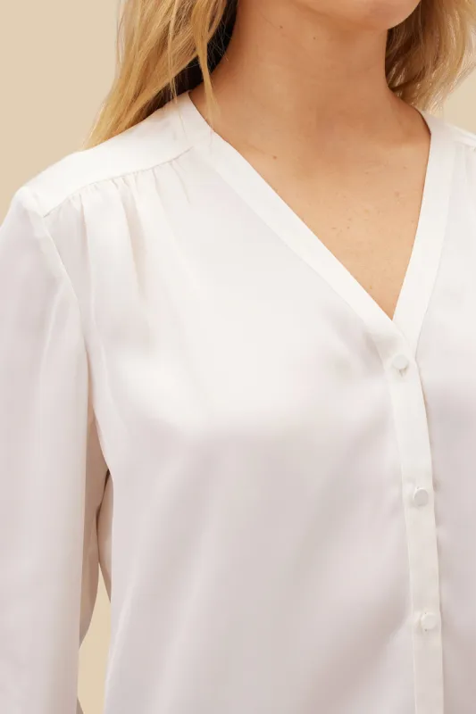 Kali Button Front Blouse - Ivory sold by Amour Vert
