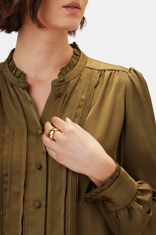Charlotte Blouse - Bronzed Olive sold by Amour Vert