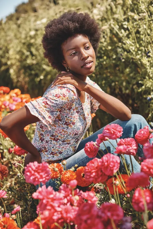 Dorothea Reverie Knit Top - Marina Floral sold by Amour Vert