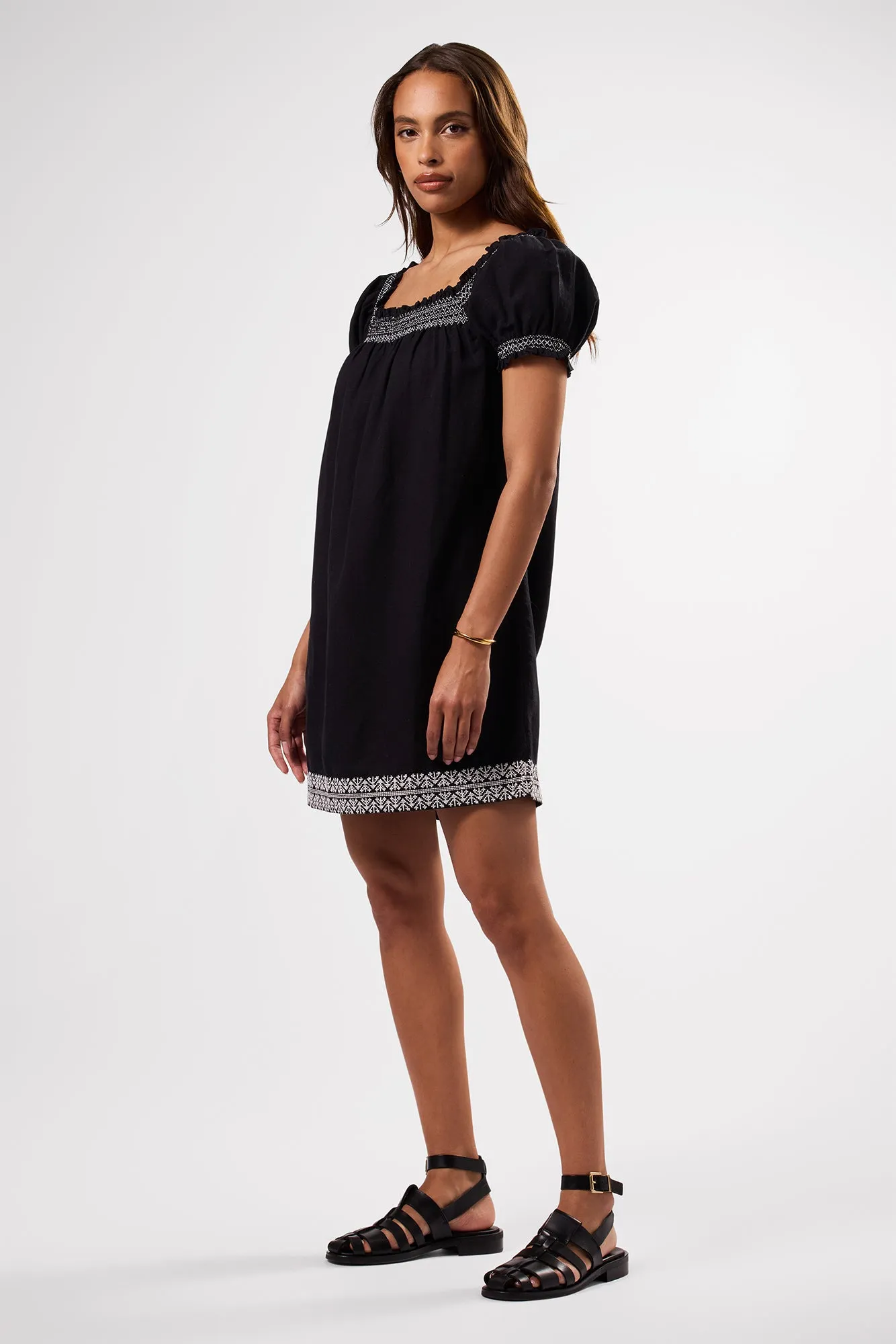 Smocked Embroidery Dress - Black White Embroidery sold by Amour Vert product image thumbnail 3