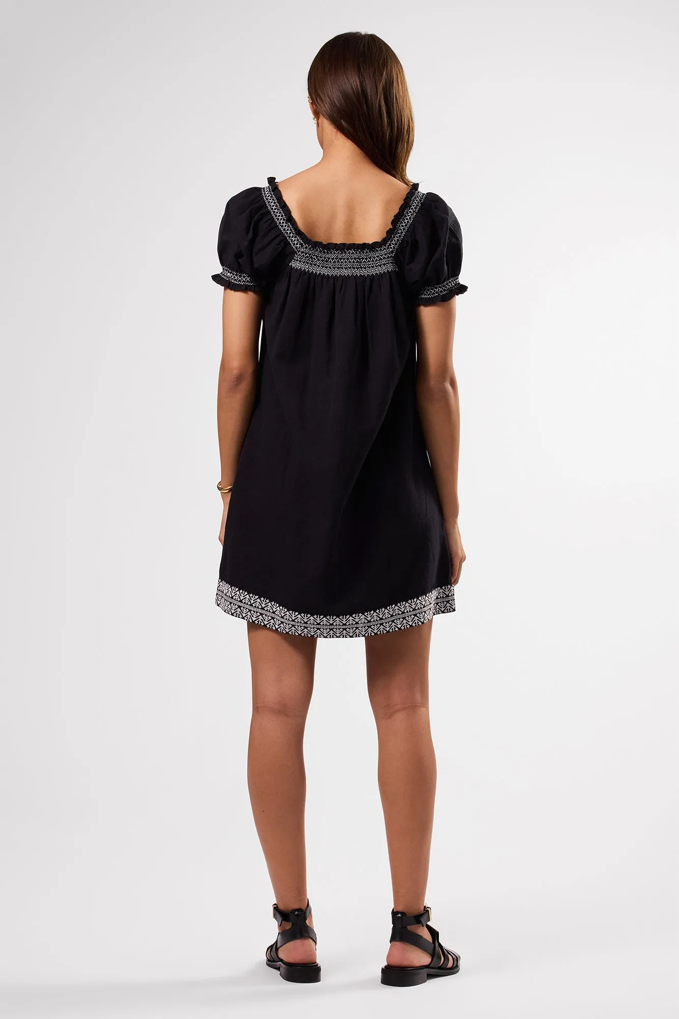 Smocked Embroidery Dress - Black White Embroidery sold by Amour Vert product image thumbnail 4