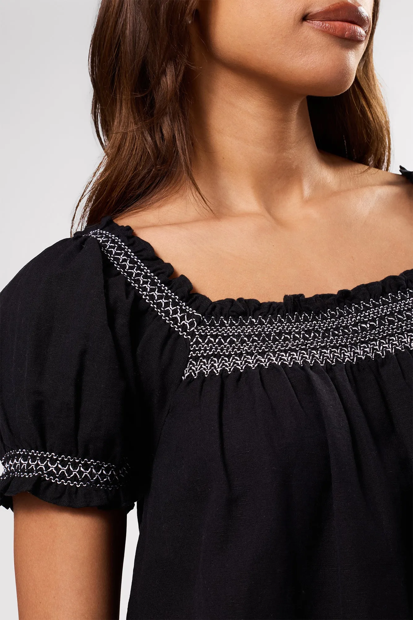 Smocked Embroidery Dress - Black White Embroidery sold by Amour Vert product image thumbnail 2