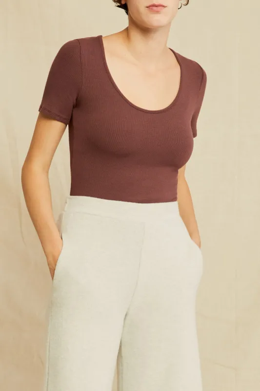 Itana Dream Rib Tee - Mocha sold by Amour Vert