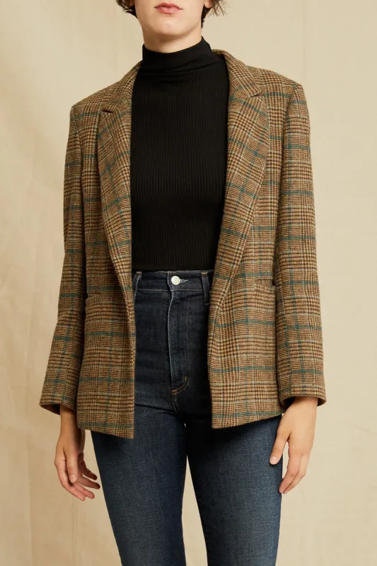 Pippa Wool Blazer - Brown and Teal Plaid sold by Amour Vert