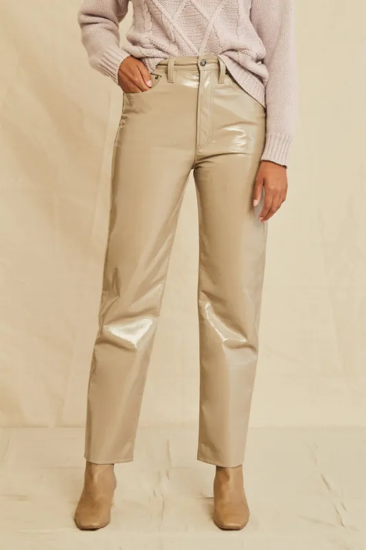 AGOLDE Recycled Leather 90s Pinch Waist Jean - Quail Patent sold by Amour Vert