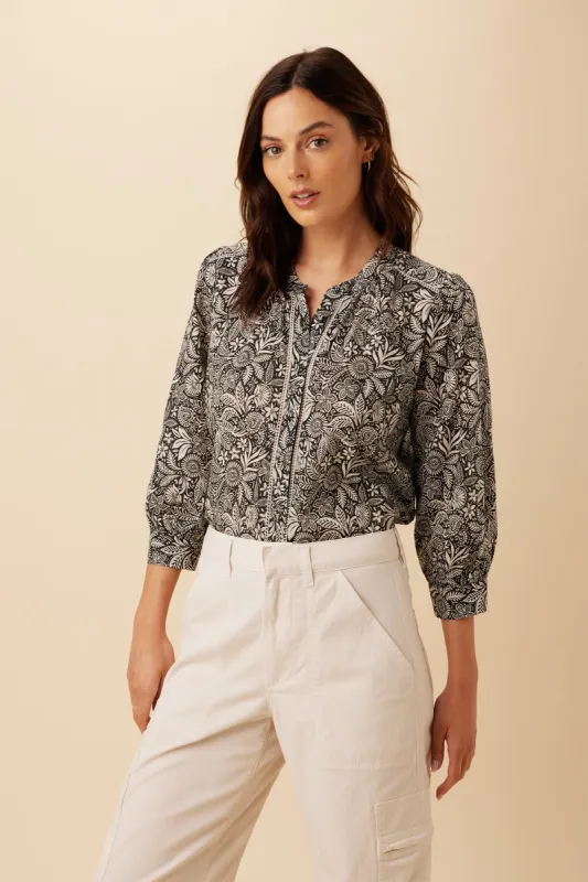 Charlotte Organic Cotton Blouse - Nina Black sold by Amour Vert