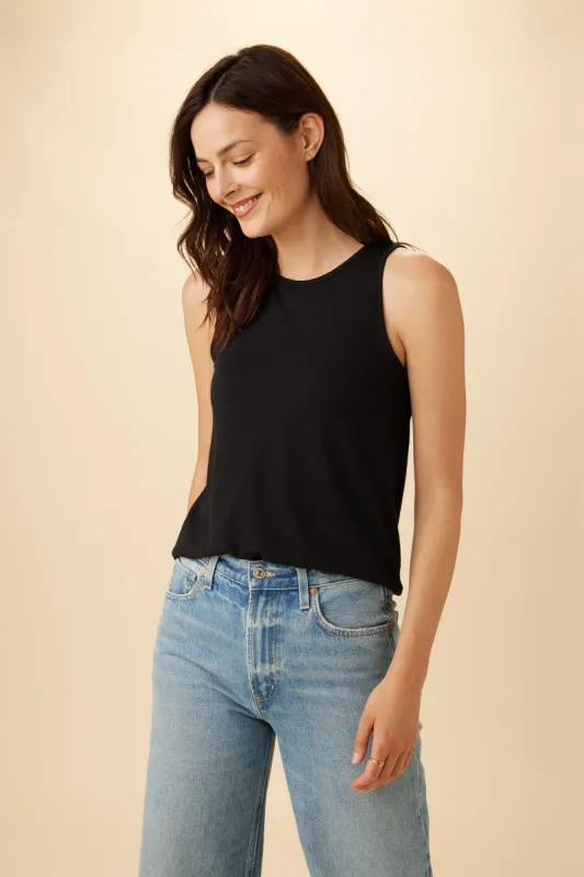 Sadie Reverie Slub Tank - Black sold by Amour Vert