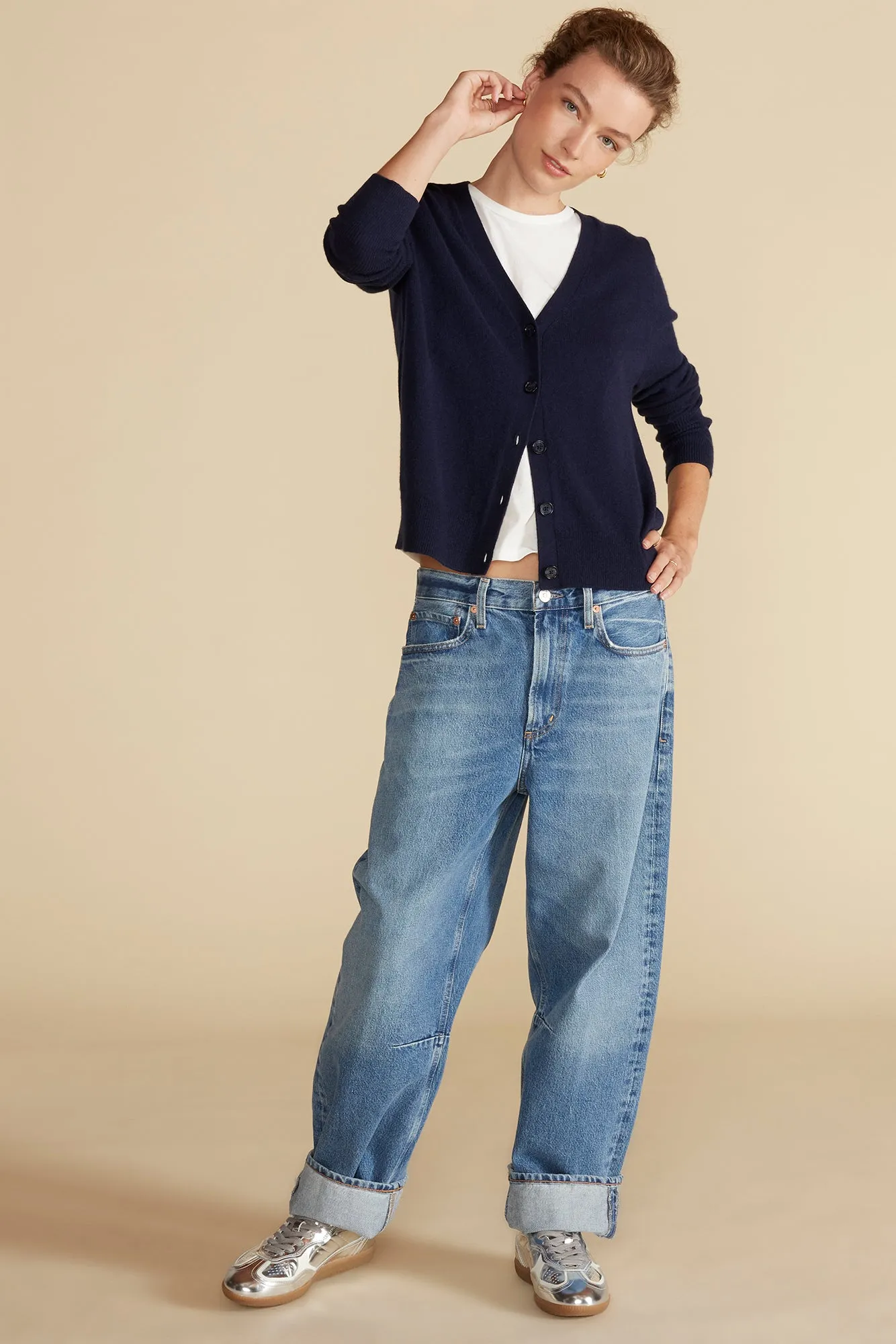 Mason Cashmere Cardigan - Navy Blue sold by Amour Vert product image thumbnail 3