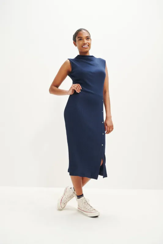Georgia Paris Rib Dress - Ocean made by Amour Vert