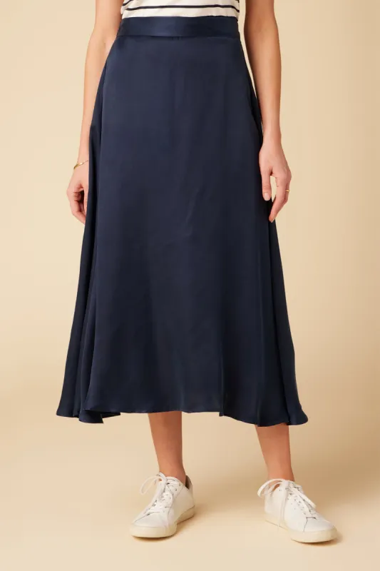 Blaze Cottonseed Cupro Skirt - Navy sold by Amour Vert