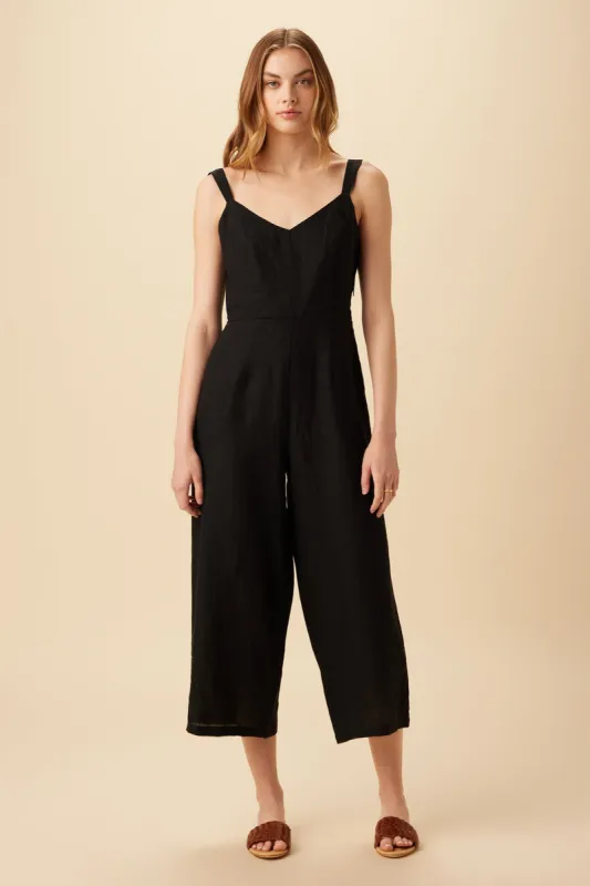 Taya Linen Jumpsuit - Black - ReAmour sold by Amour Vert
