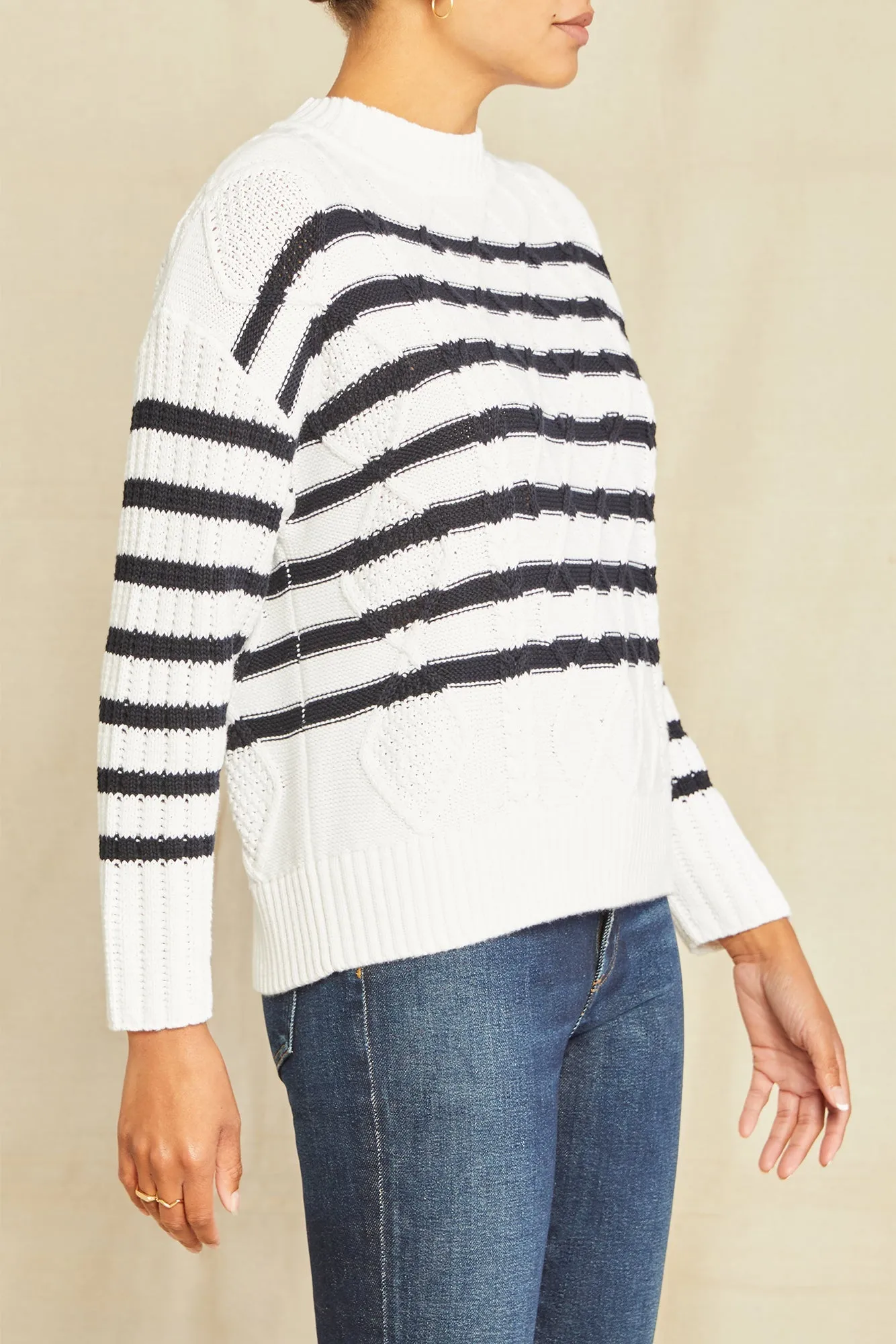 Meena Organic Cotton Sweater - Ivory / Navy sold by Amour Vert product image thumbnail 2