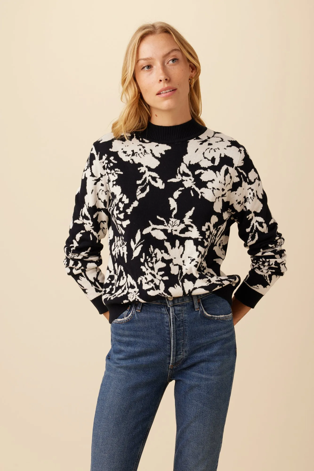 Almira Organic Cotton Sweater - Black and Ivory sold by Amour Vert