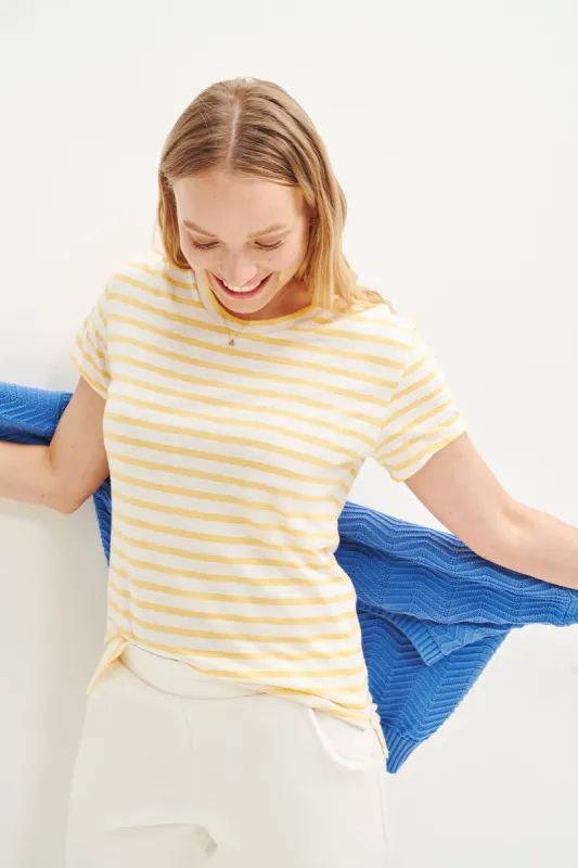 Leif Reverie Slub Tee - Yellow Stripe Slub - ReAmour sold by Amour Vert