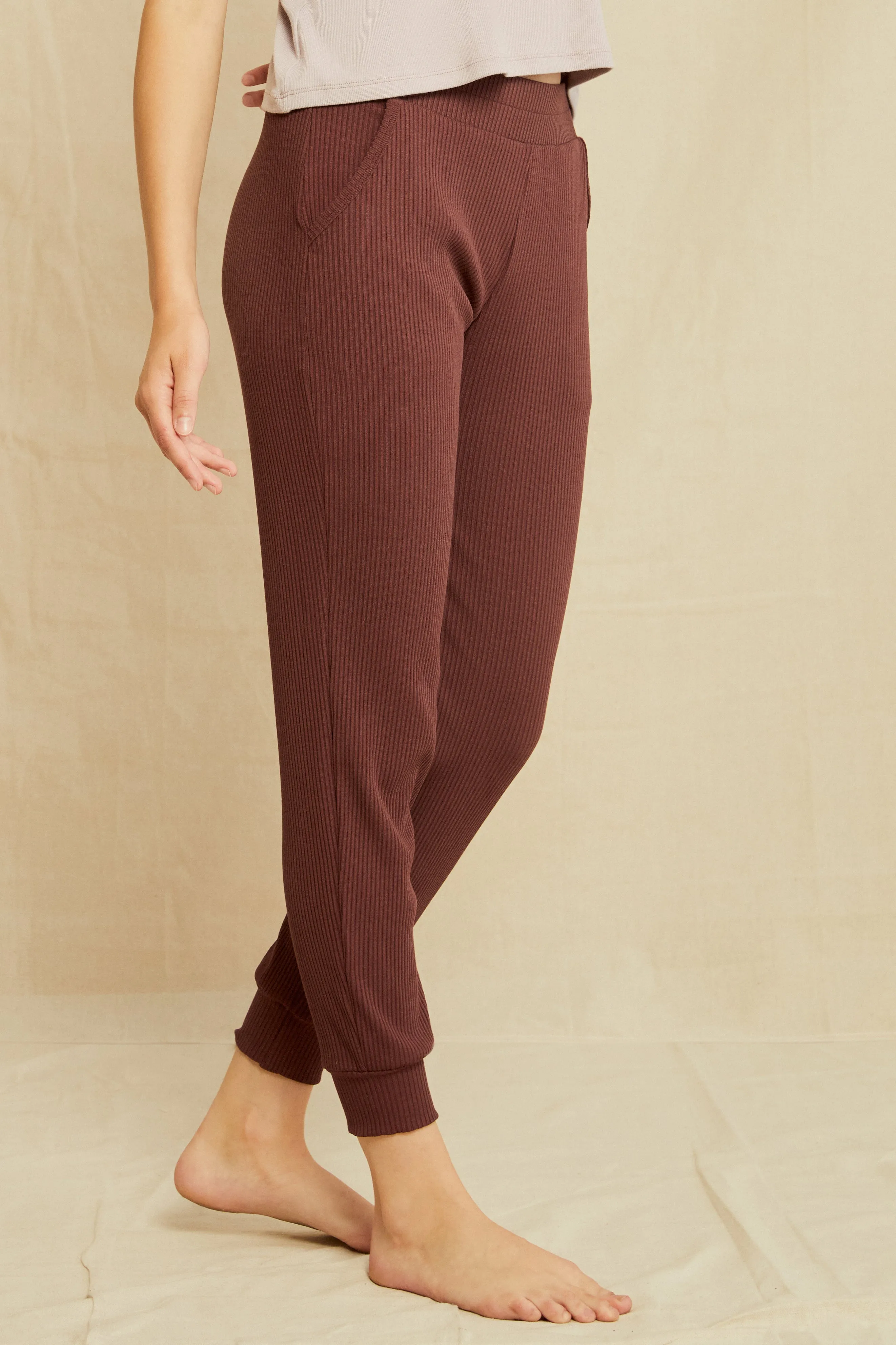 Skylar Paris Rib Joggers - Mocha sold by Amour Vert product image thumbnail 2