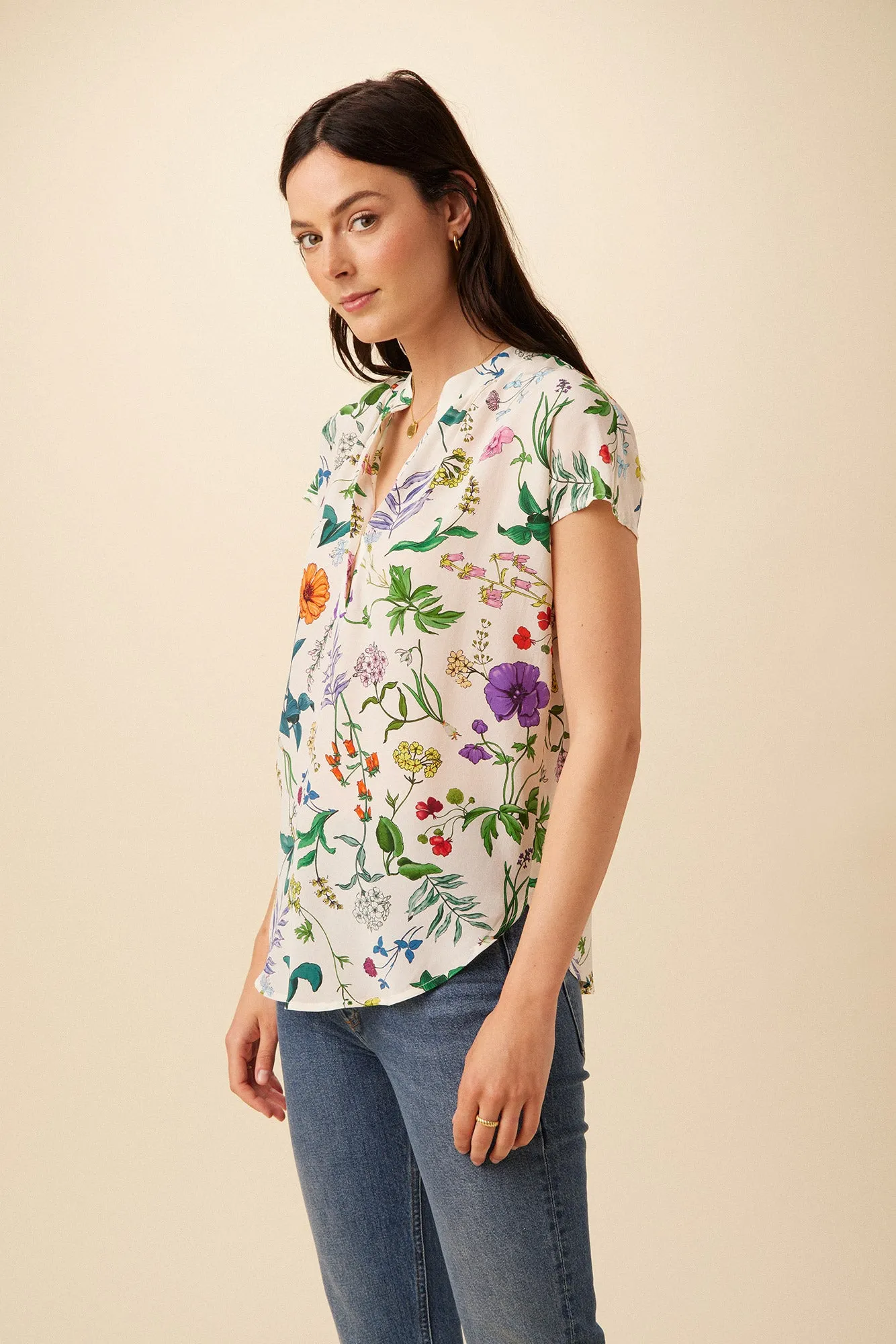 Renata Washable Silk Blouse - Stella Floral White sold by Amour Vert product image thumbnail 2