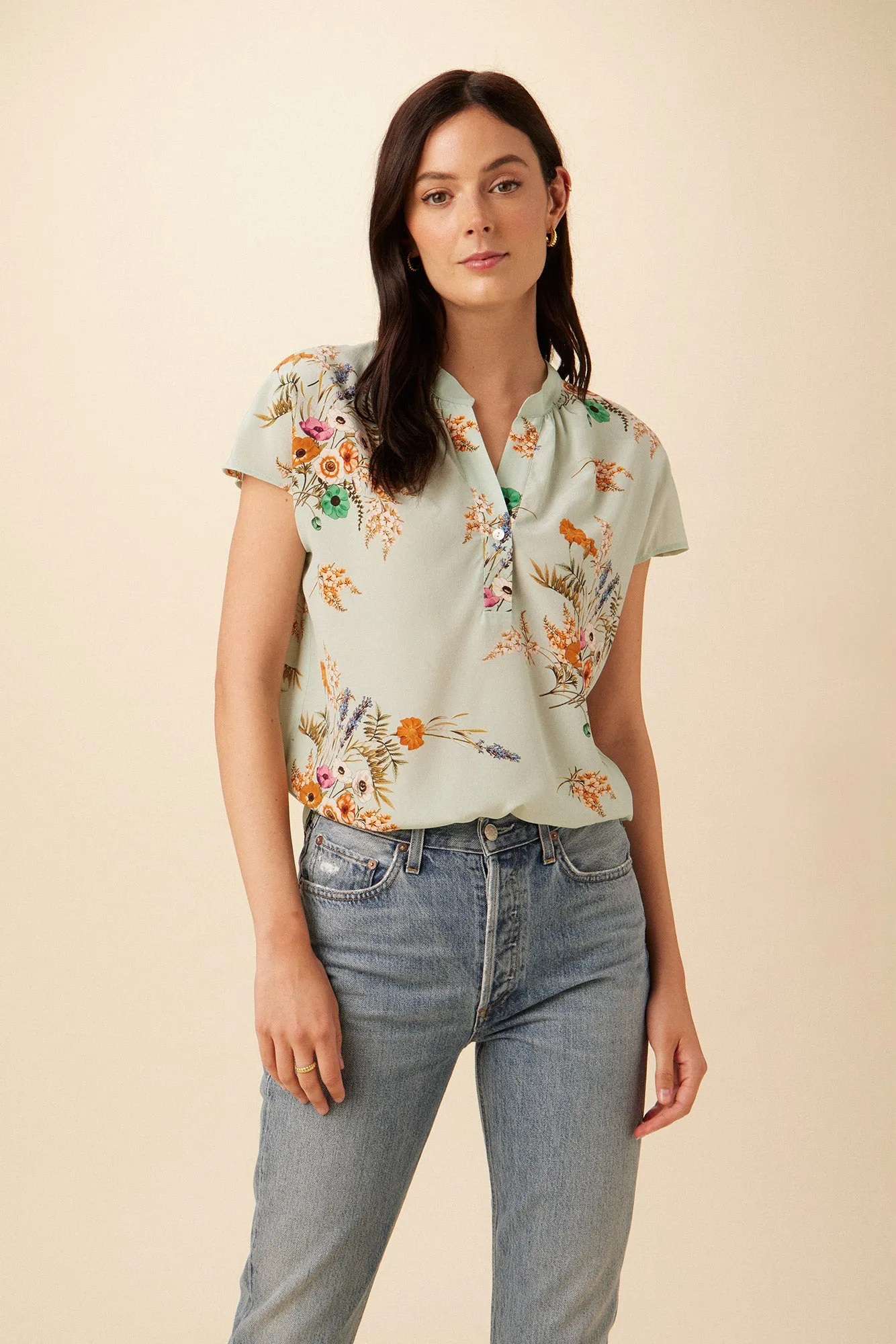 Renata Washable Silk Blouse - Cannes Floral sold by Amour Vert