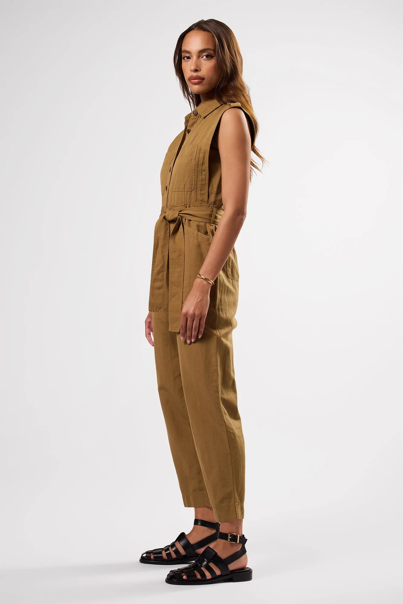 Sienna Cotton Linen Jumpsuit - Elm sold by Amour Vert product image thumbnail 4