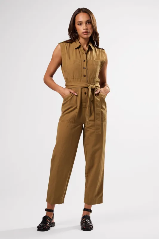 Sienna Cotton Linen Jumpsuit - Elm sold by Amour Vert