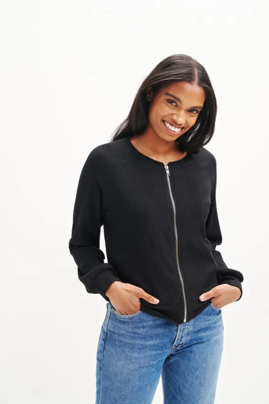 Piper Paris Rib Jacket - Black made by Amour Vert