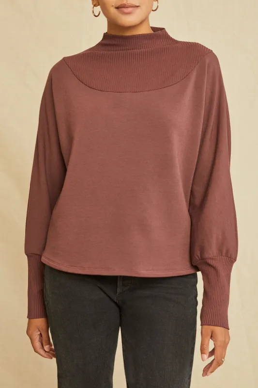 Nadav Luxe Fleece Sweatshirt - Mocha sold by Amour Vert
