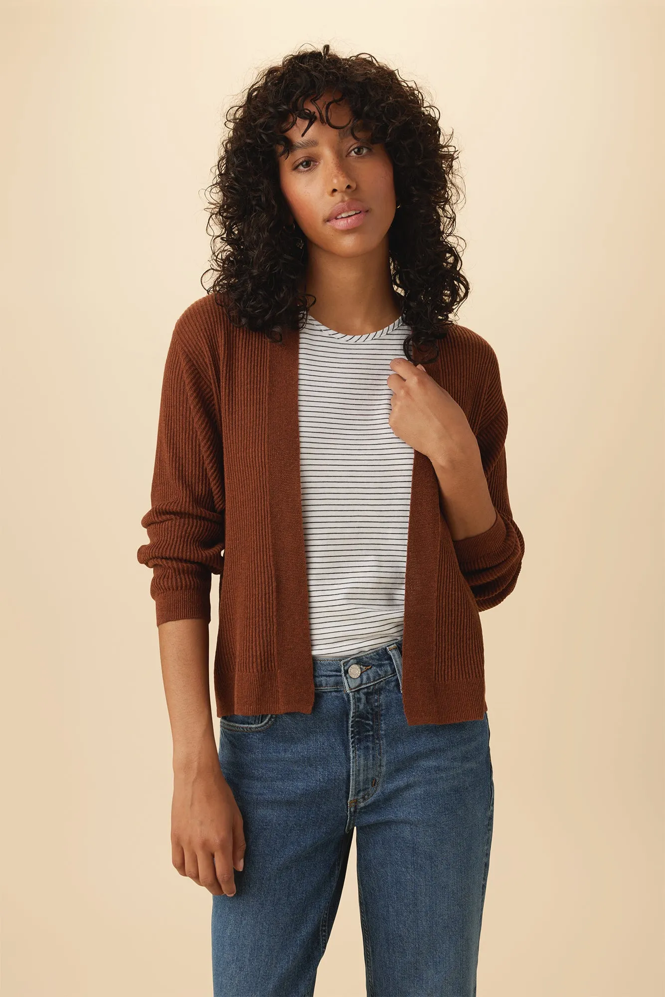 Caroline Flaxen Eco Cardigan - Rust sold by Amour Vert