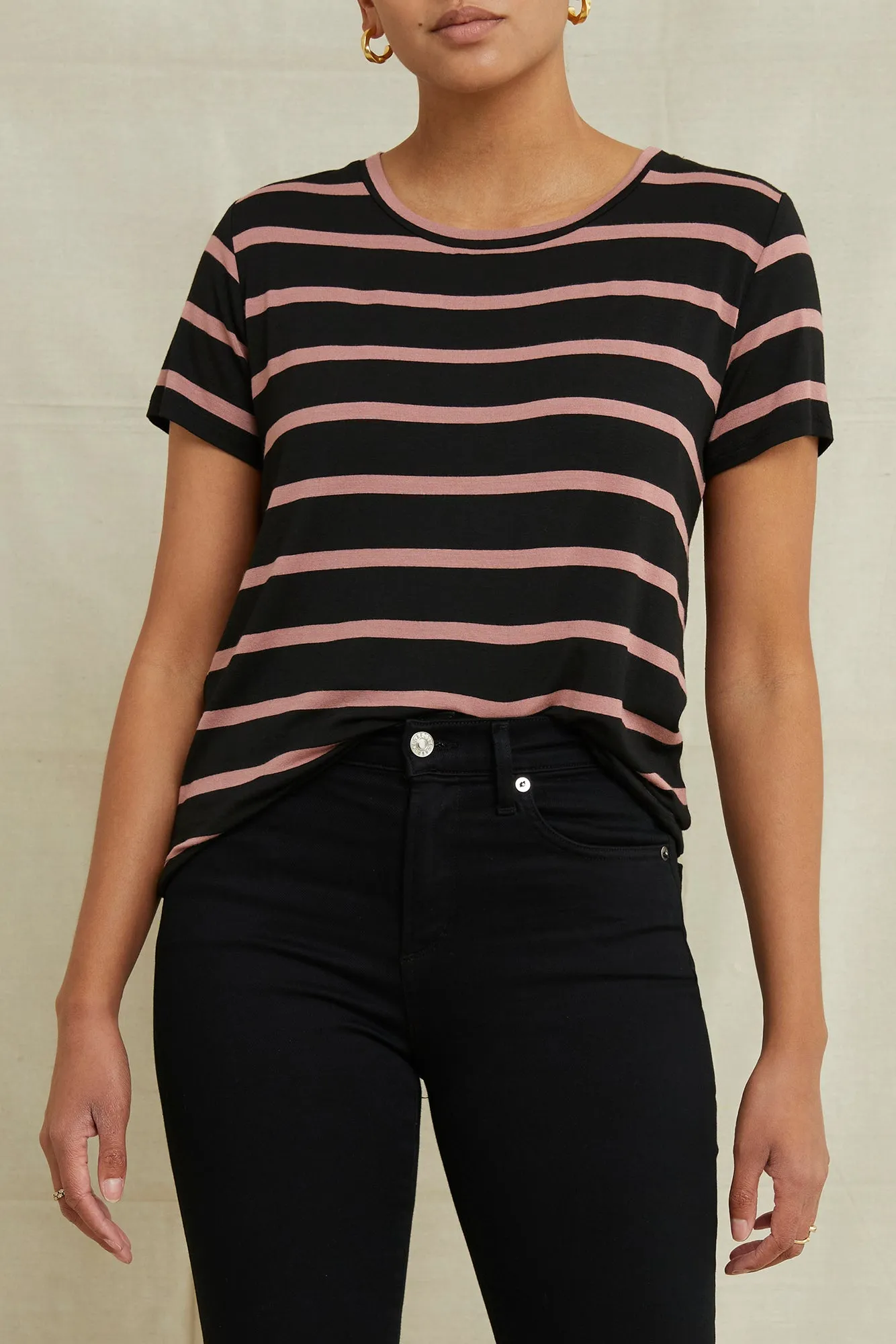 Berkeley Modal Tee - Black and Quartz sold by Amour Vert