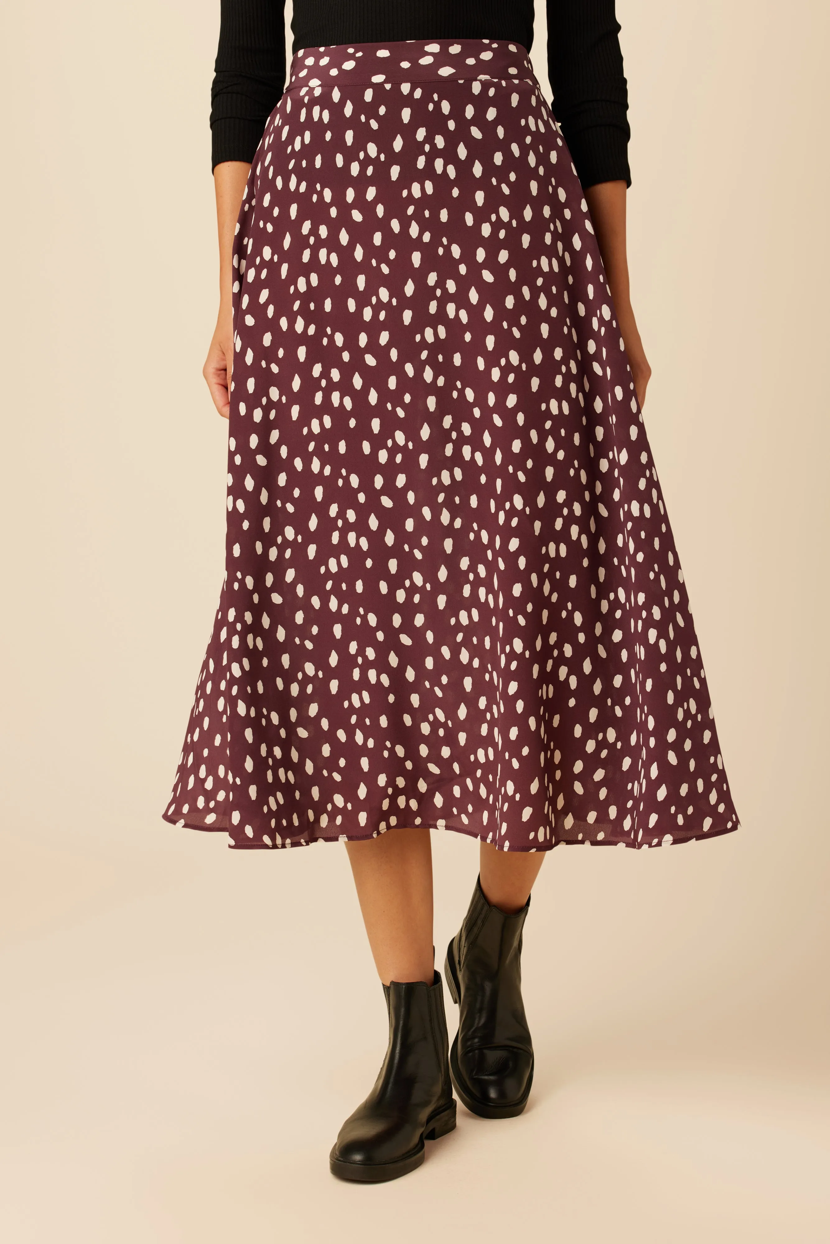 Blaze Washable Silk Skirt - Pebble Dot Plum sold by Amour Vert