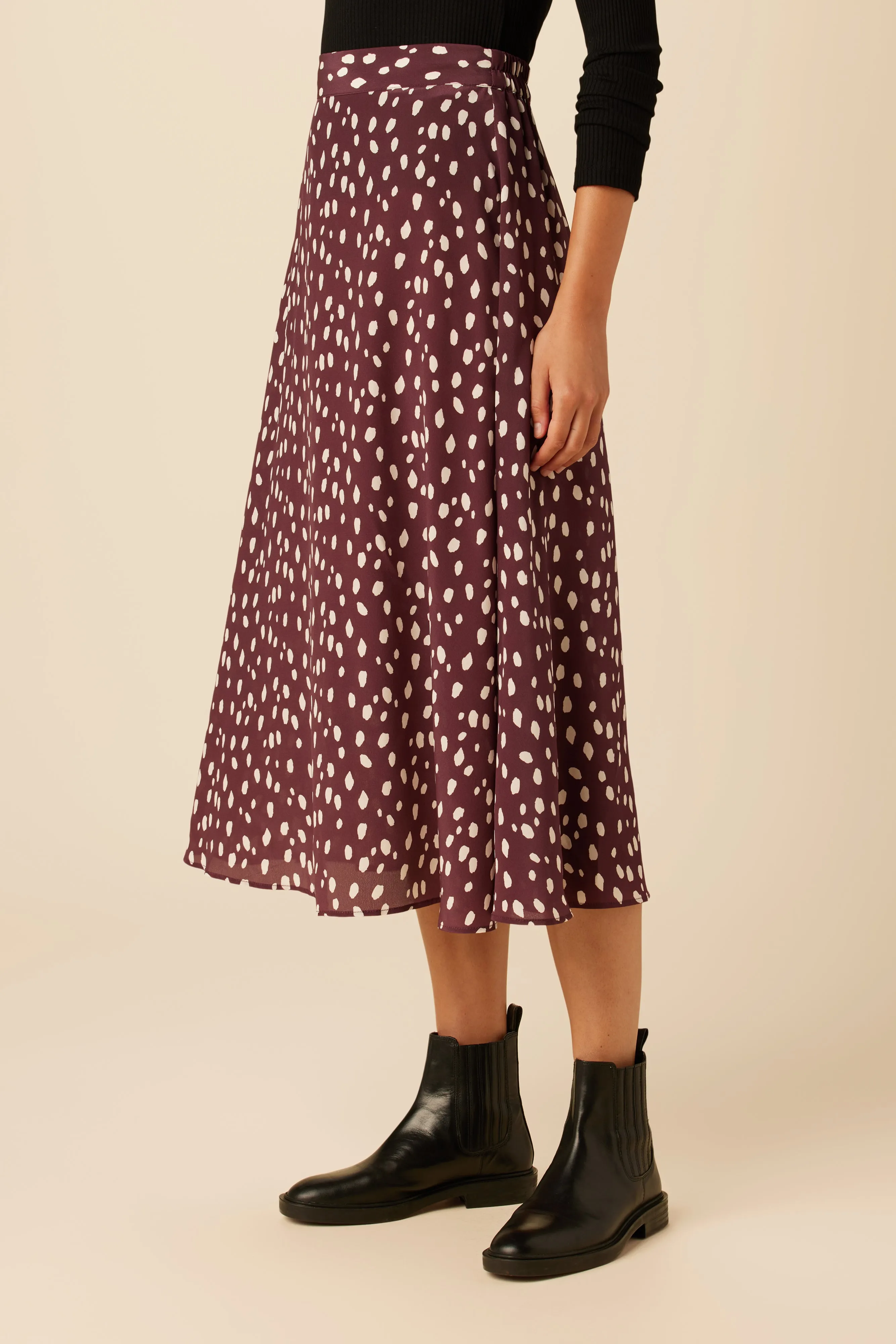 Blaze Washable Silk Skirt - Pebble Dot Plum sold by Amour Vert product image thumbnail 2