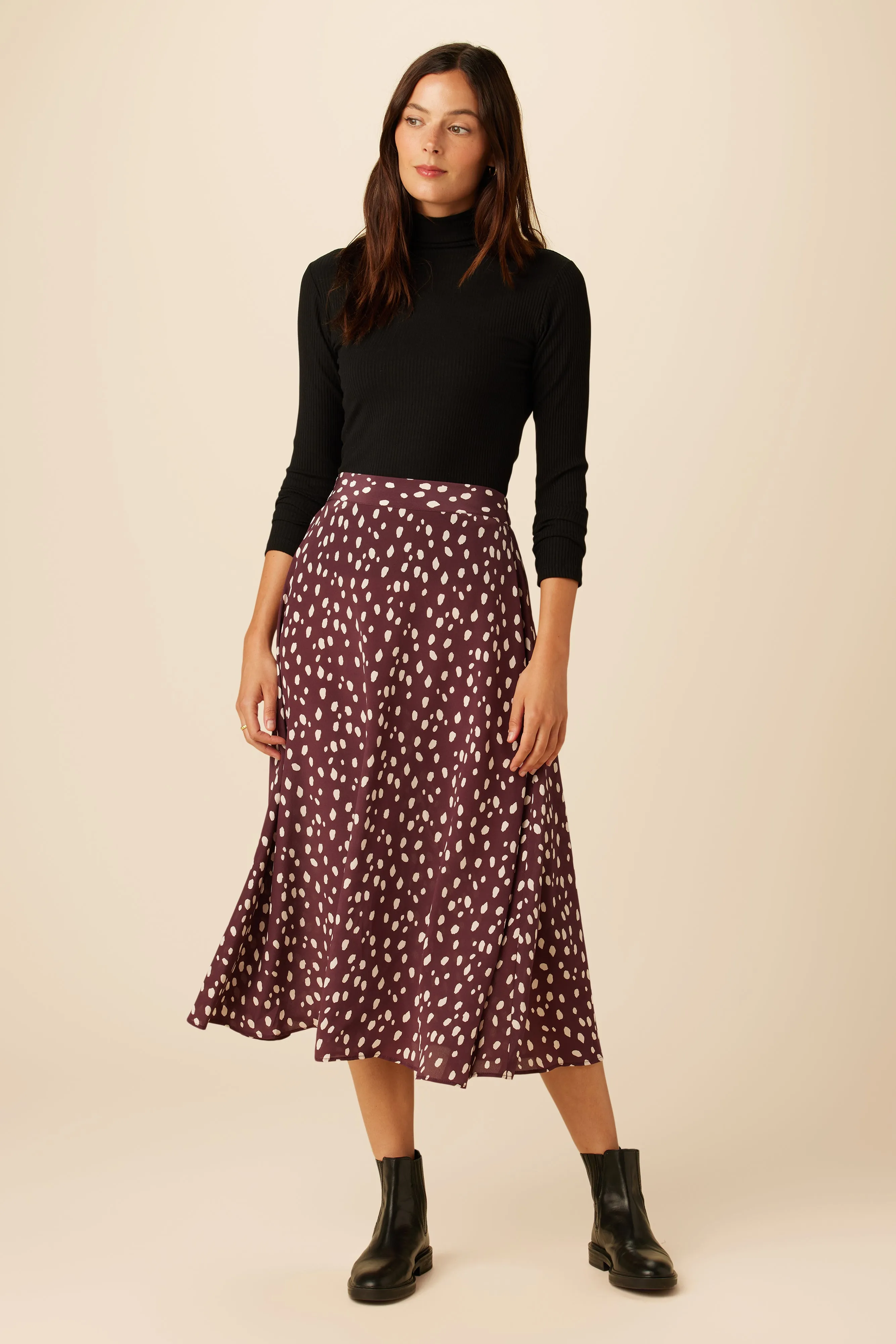 Blaze Washable Silk Skirt - Pebble Dot Plum sold by Amour Vert product image thumbnail 4