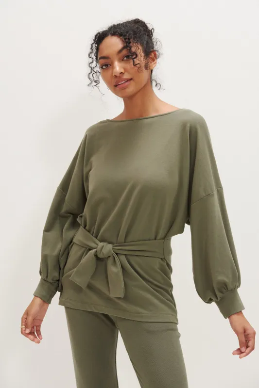 Fleur Reverie Terry Sweatshirt - Vetiver sold by Amour Vert